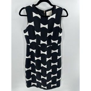 Kate Spade Cora Black White Bow Bow ties Print Dress Sleeveless Sz 4 $398